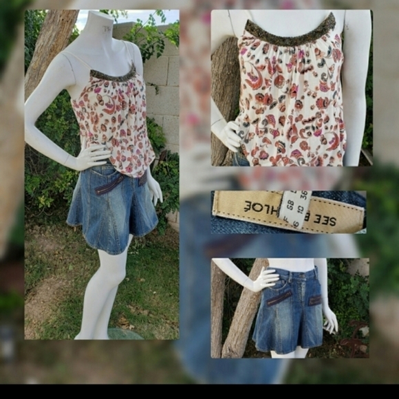 SEE BY CHLOÉ JEANS SKIRT - Picture 1 of 3